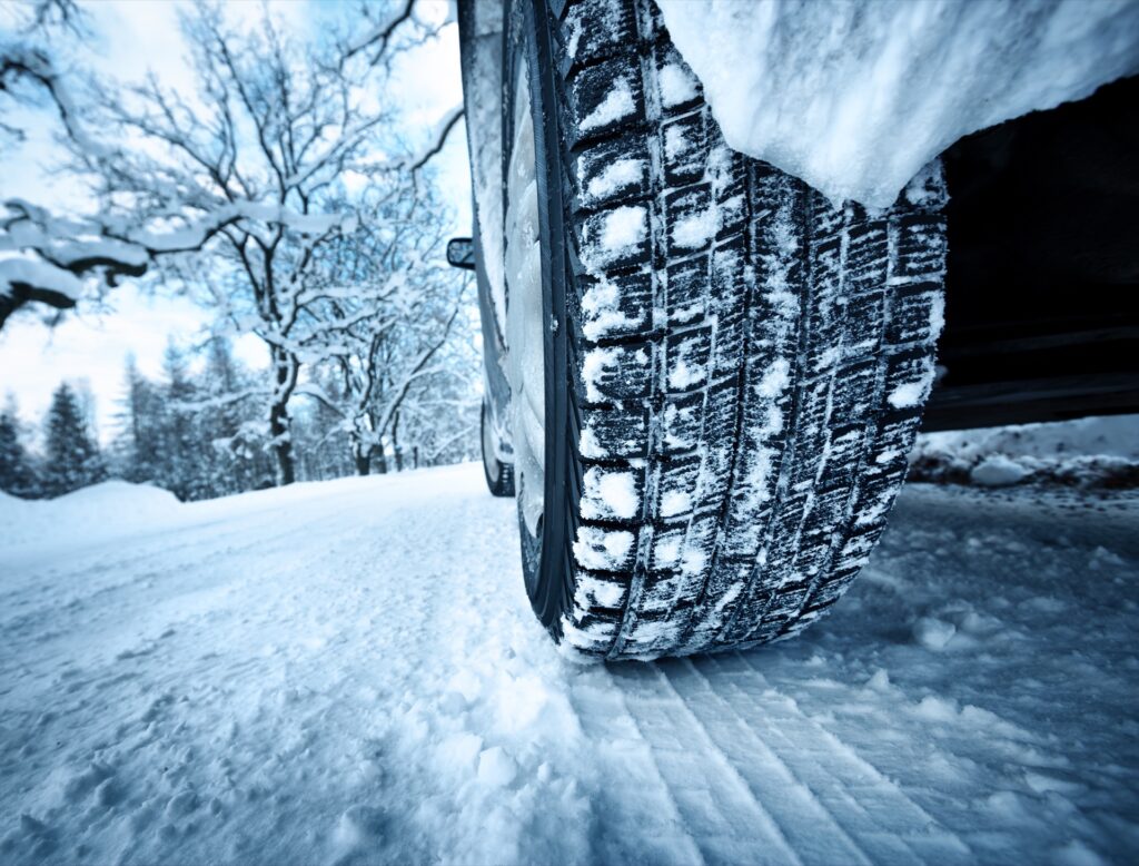 Winter tires on snow