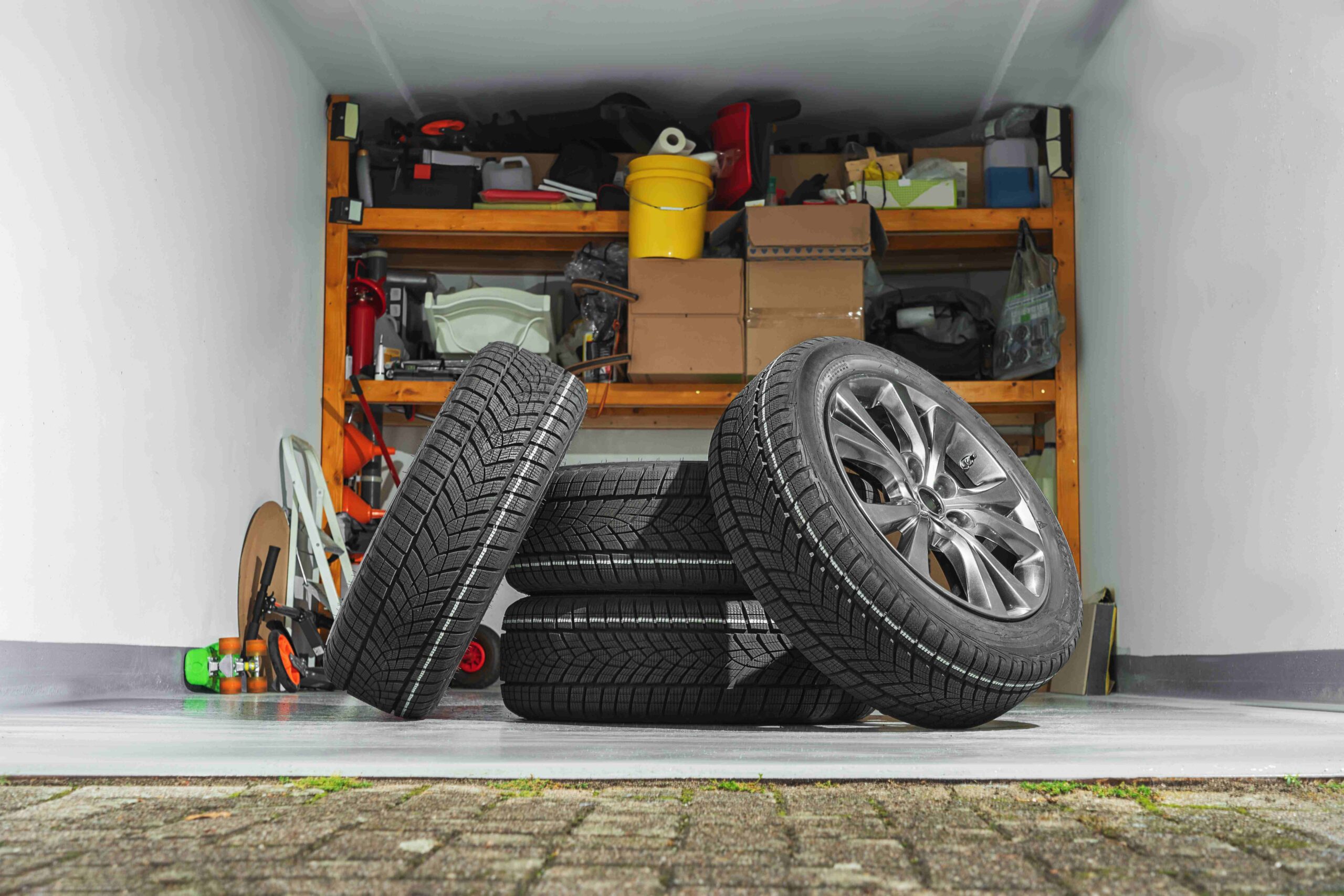 Tires stored in garage